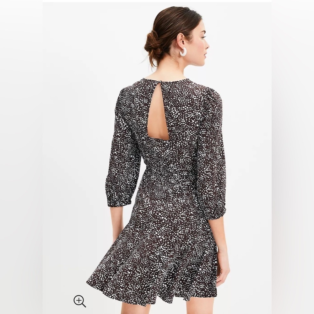 Loft Dotted Godet Mini Flare Dress